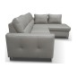 Canapé d'angle convertible en cuir italien de luxe 5 places VENETO, avec coffre, gris clair, angle droit (vu de face)
