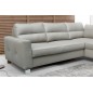 Canapé d'angle convertible en cuir italien de luxe 5 places VENETO, avec coffre, gris clair, angle droit (vu de face)