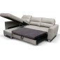 Canapé d'angle convertible en cuir italien de luxe 5 places - VENETO, avec coffre, gris clair, angle gauche (vu de face)