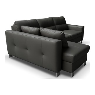 Canapé d'angle convertible en cuir italien de luxe 5 places - VENETO, avec coffre, gris clair, angle gauche (vu de face)