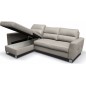 Canapé d'angle convertible en cuir italien de luxe 5 places - VENETO, avec coffre, gris clair, angle gauche (vu de face)
