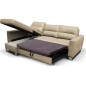 Canapé d'angle convertible en cuir italien de luxe 5 places VENETO, avec coffre, beige, angle gauche (vu de face)