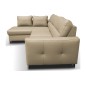 Canapé d'angle convertible en cuir italien de luxe 5 places VENETO, avec coffre, beige, angle gauche (vu de face)