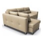 Canapé d'angle convertible en cuir italien de luxe 5 places VENETO, avec coffre, beige, angle gauche (vu de face)