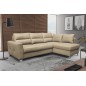 Canapé d'angle convertible en cuir italien de luxe 5 places VENETO, avec coffre, beige, angle droit (vu de face)