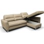 Canapé d'angle convertible en cuir italien de luxe 5 places VENETO, avec coffre, beige, angle droit (vu de face)