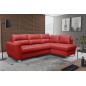 Canapé d'angle convertible en cuir italien de luxe 5 places VENETO, avec coffre, rouge, angle droit (vu de face)