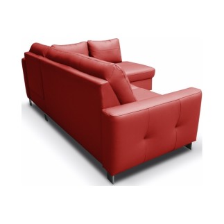 Canapé d'angle convertible en cuir italien de luxe 5 places VENETO, avec coffre, rouge, angle droit (vu de face)