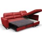 Canapé d'angle convertible en cuir italien de luxe 5 places VENETO, avec coffre, rouge, angle droit (vu de face)