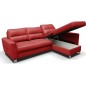 Canapé d'angle convertible en cuir italien de luxe 5 places VENETO, avec coffre, rouge, angle droit (vu de face)