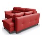 Canapé d'angle convertible en cuir italien de luxe 5 places VENETO, avec coffre, rouge, angle droit (vu de face)