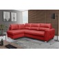 Canapé d'angle convertible en cuir italien de luxe 5 places VENETO, avec coffre, rouge, angle gauche (vu de face)