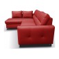 Canapé d'angle convertible en cuir italien de luxe 5 places VENETO, avec coffre, rouge, angle gauche (vu de face)