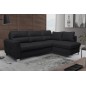 Canapé d'angle convertible en cuir italien de luxe 5 places VENETO, avec coffre, noir, angle droit (vu de face)