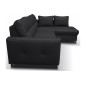 Canapé d'angle convertible en cuir italien de luxe 5 places VENETO, avec coffre, noir, angle droit (vu de face)