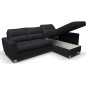 Canapé d'angle convertible en cuir italien de luxe 5 places VENETO, avec coffre, noir, angle droit (vu de face)