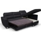 Canapé d'angle convertible en cuir italien de luxe 5 places VENETO, avec coffre, noir, angle droit (vu de face)