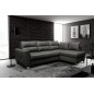 Canapé d'angle convertible en cuir italien de luxe 5 places VENETO, avec coffre, gris foncé, angle droit (vu de face)