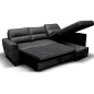 Canapé d'angle convertible en cuir italien de luxe 5 places VENETO, avec coffre, gris foncé, angle droit (vu de face)