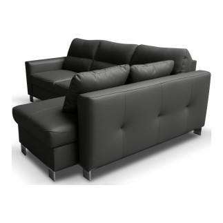 Canapé d'angle convertible en cuir italien de luxe 5 places VENETO, avec coffre, gris foncé, angle droit (vu de face)