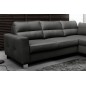 Canapé d'angle convertible en cuir italien de luxe 5 places VENETO, avec coffre, gris foncé, angle droit (vu de face)