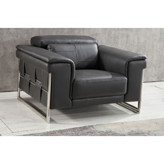 Ensemble Canapé 3 places et 2 places et fauteuil 1 place en cuir italien buffle , BOLZANO, noir