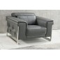 Ensemble Canapé 3 places et 2 places et fauteuil 1 place en cuir italien buffle , BOLZANO, gris foncé
