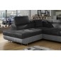 - Canapé d'angle convertible en velours luxe 5 places, avec coffre, gris foncé / gris clair, angle gauche (vu de face), ANNECY V
