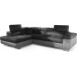 - Canapé d'angle convertible en velours luxe 5 places, avec coffre, gris foncé / gris clair, angle gauche (vu de face), ANNECY V