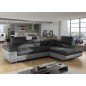 Canapé d'angle convertible en velours luxe 5 places, avec coffre, gris foncé / gris clair, angle droit (vu de face), ANNECY VELO