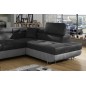 Canapé d'angle convertible en velours luxe 5 places, avec coffre, gris foncé / gris clair, angle droit (vu de face), ANNECY VELO