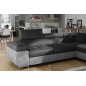 Canapé d'angle convertible en velours luxe 5 places, avec coffre, gris foncé / gris clair, angle droit (vu de face), ANNECY VELO