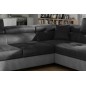 Canapé d'angle convertible en velours luxe 5 places, avec coffre, gris foncé / gris clair, angle droit (vu de face), ANNECY VELO