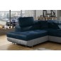 Canapé d'angle convertible en velours luxe 5 places, avec coffre, bleu foncé / gris clair, angle gauche (vu de face), ANNECY VEL