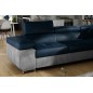 Canapé d'angle convertible en velours luxe 5 places, avec coffre, bleu foncé / gris clair, angle droit (vu de face), ANNECY VELO