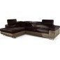 Canapé d'angle convertible en velours luxe 5 places, avec coffre, chocolat / marron, angle gauche (vu de face), ANNECY VELOURS