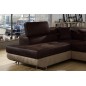 Canapé d'angle convertible en velours luxe 5 places, avec coffre, chocolat / marron, angle gauche (vu de face), ANNECY VELOURS