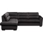 Canapé d'angle convertible en tissu velours luxe 5 places, RICO, noir, angle gauche