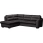 Canapé d'angle convertible en tissu velours luxe 5 places, RICO, noir, angle gauche