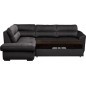 Canapé d'angle convertible en tissu velours luxe 5 places, RICO, noir, angle gauche