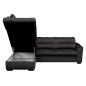 Canapé d'angle convertible en tissu velours luxe 5 places, RICO, noir, angle gauche