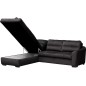Canapé d'angle convertible en tissu velours luxe 5 places, RICO, noir, angle gauche