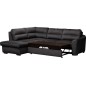 Canapé d'angle convertible en tissu velours luxe 5 places, RICO, noir, angle gauche