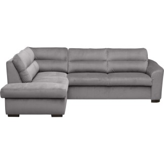 - Canapé d'angle convertible en tissu velours luxe 5 places, RICO, gris foncé, angle gauche