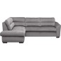 - Canapé d'angle convertible en tissu velours luxe 5 places, RICO, gris foncé, angle gauche