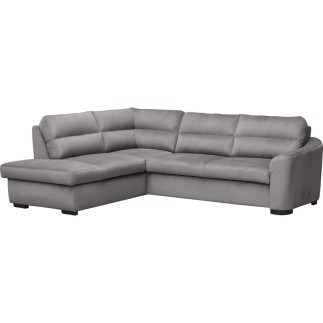 - Canapé d'angle convertible en tissu velours luxe 5 places, RICO, gris foncé, angle gauche