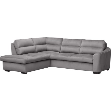 - Canapé d'angle convertible en tissu velours luxe 5 places, RICO, gris foncé, angle gauche