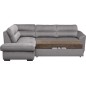 - Canapé d'angle convertible en tissu velours luxe 5 places, RICO, gris foncé, angle gauche