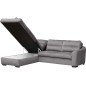 - Canapé d'angle convertible en tissu velours luxe 5 places, RICO, gris foncé, angle gauche
