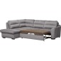- Canapé d'angle convertible en tissu velours luxe 5 places, RICO, gris foncé, angle gauche